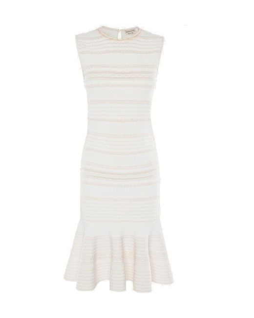 McQueen White Striped Mini Dress