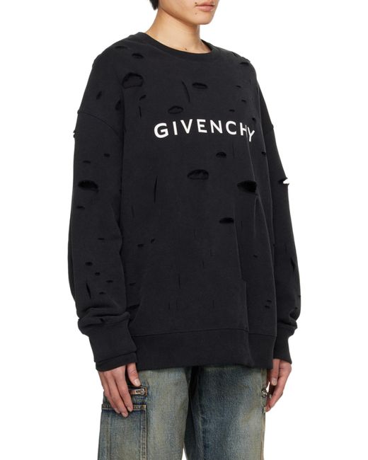 Givenchy Black Logo Printed Crewneck Sweatshirt for men