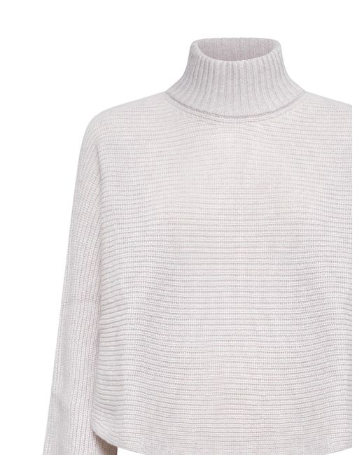 Alysi White Wide-Sleeve Cropped Jumper