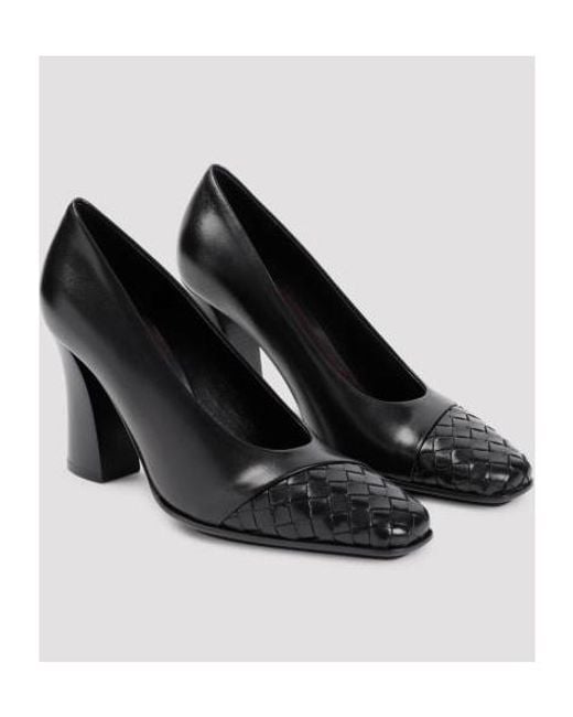 Bottega Veneta Black Square-Toe Block Heeled Pumps
