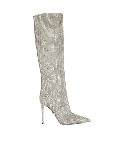 Dolce & Gabbana White Pointed High-Heeled Boots