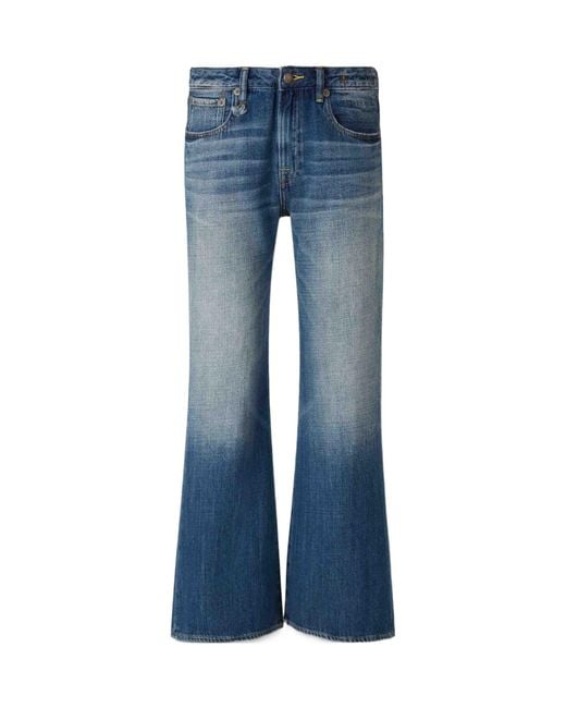R13 Blue Joan Kick Flare Jeans