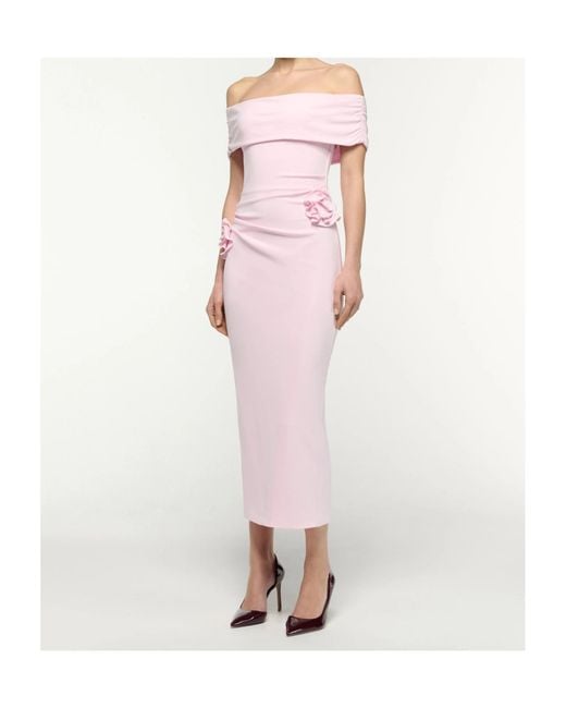 Roland Mouret Pink Draped Floral Detail Dress