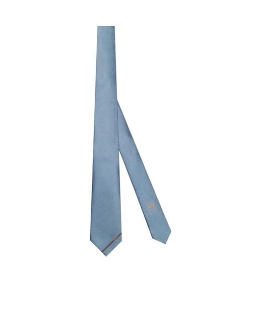 Gucci Blue Silk Tie With Horsebit Jacquard for men