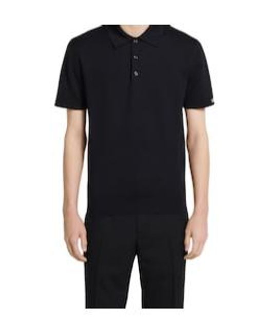 Gucci Black Silk Cotton Knit Polo Shirt for men