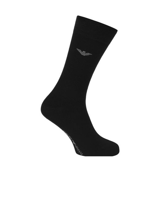 Emporio Armani Black 2 Pack Cotton Socks for men