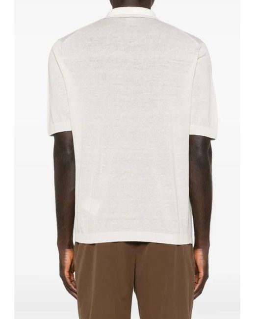 Eleventy White Collared Button Polo Shirt for men