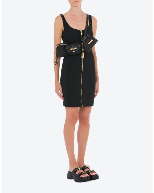 Moschino Black Logo-Lettering Belt Bags