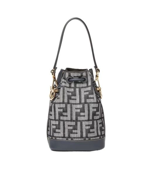 Fendi White Mon Tresor Ff Jacquard Mini Bucket Bag