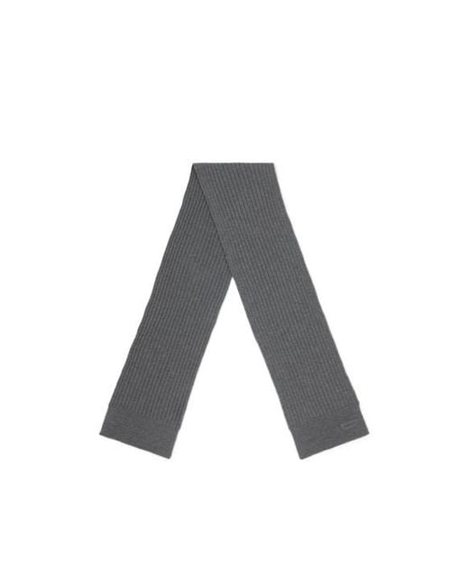 Gucci Gray Knit Wool Scarf With Logo for men