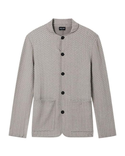 Giorgio Armani Gray Chevron Knit Jacket for men