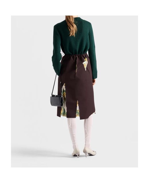 Prada Purple Bonded Gabardine Skirt With Devoré Effect