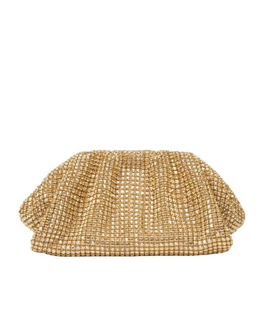 Self-Portrait Natural Embellished Chainmail Clutch Bag