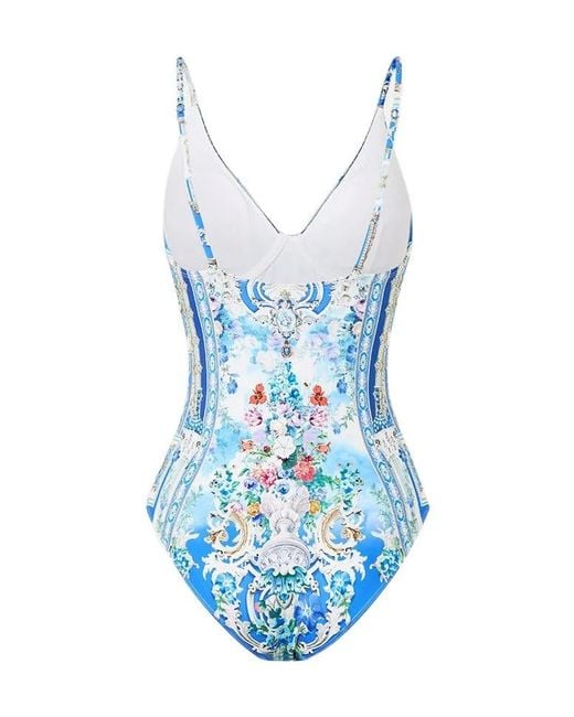Camilla Blue Placement-Printed One-Piece Swimsuit