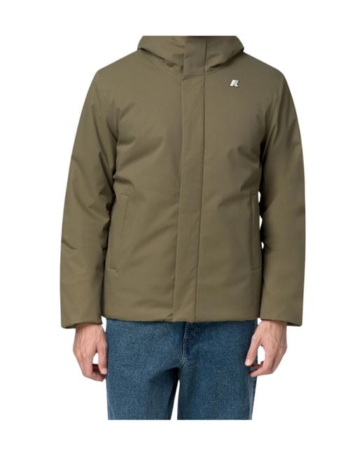 K-Way Green Logo-Printed Cotton-Padded Jacket for men