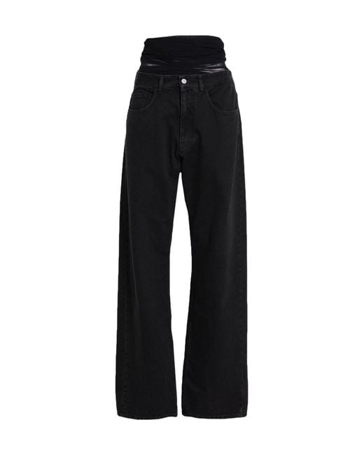 MM6 by Maison Margiela Black Plain Colour Denim Trousers