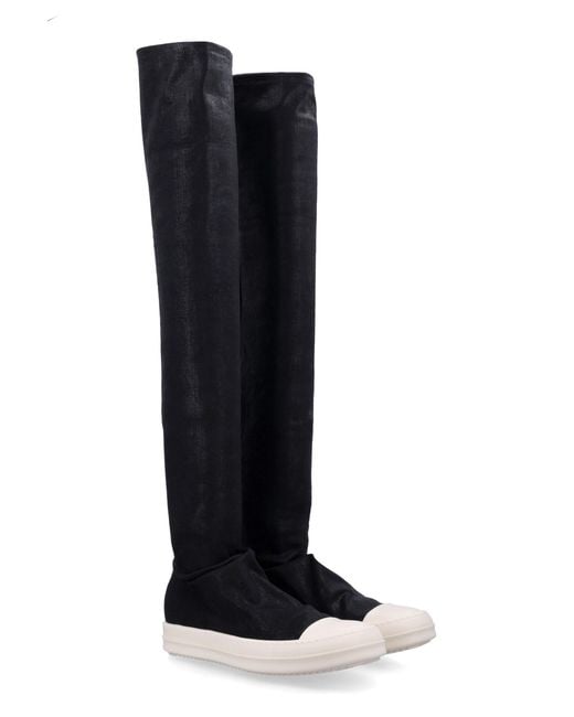 Rick Owens Black Round Toe Knee-Higth Boots