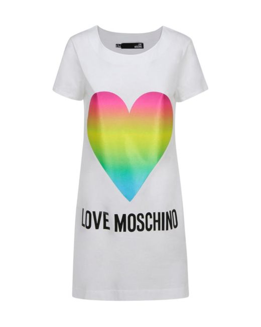 Moschino White Round Neck Short-Sleeved Dress
