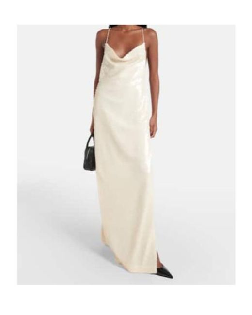 Magda Butrym White Sequined Open-Back Gown