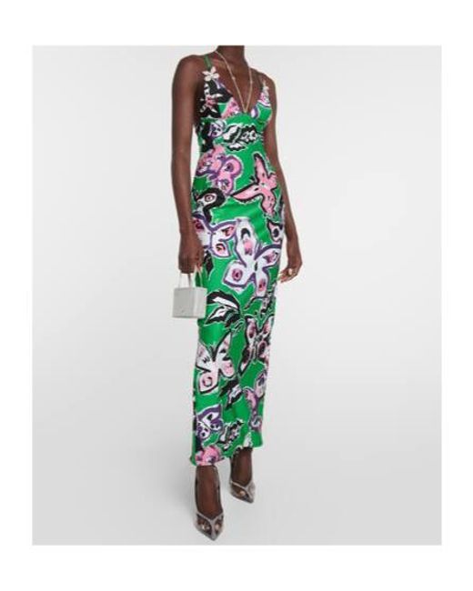 Area Green Halterneck Embellished Printed Gown