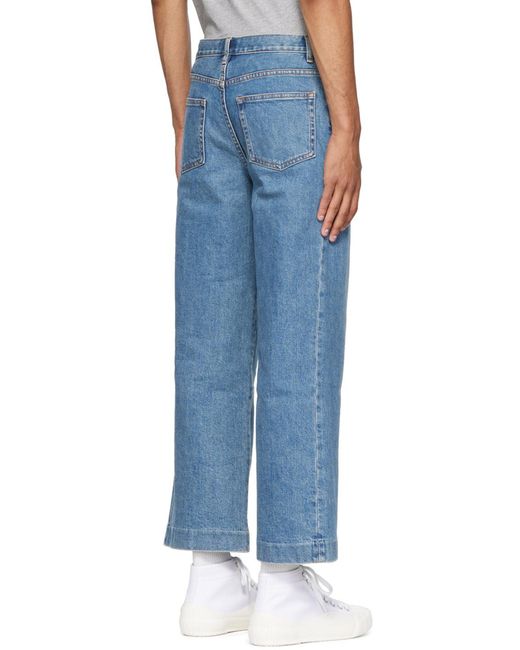 A.P.C. Blue Cropped Sailor Jeans