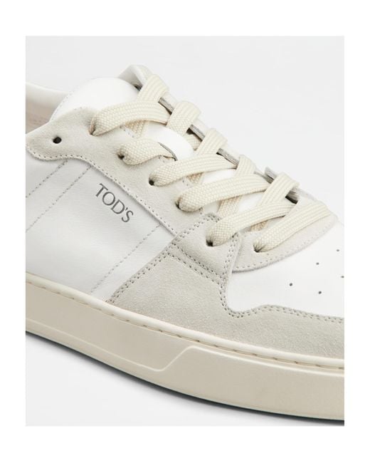 Tod's White Logo Printed Low-Top Sneakers for men