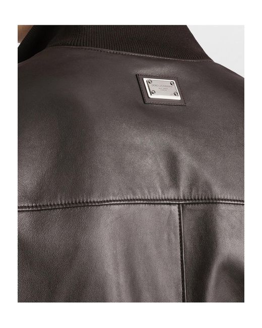 Dolce & Gabbana Black Lambskin Bomber Jacket for men