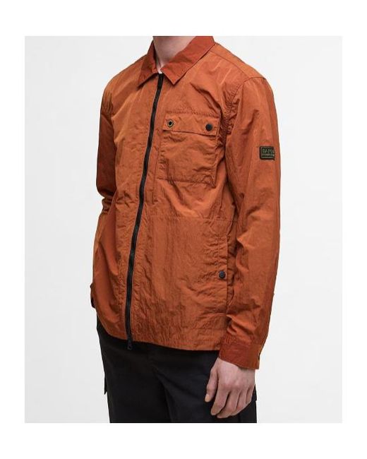 Barbour Brown Inline Zip-Through Overshirt for men