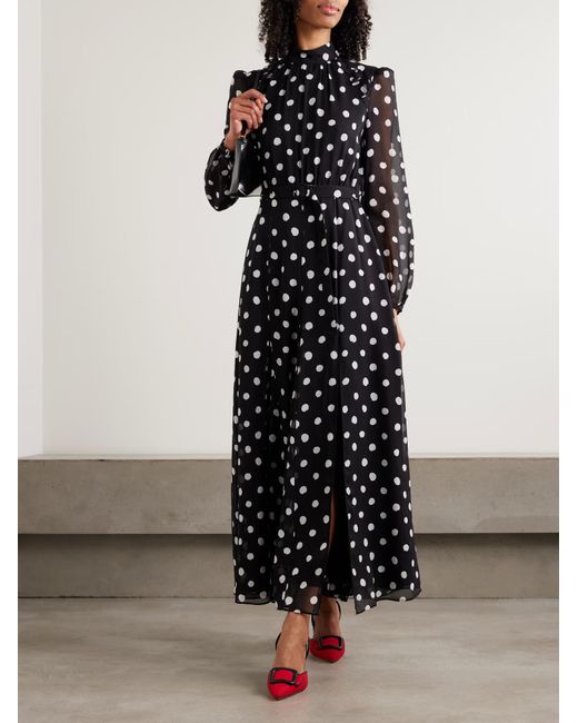 Saloni Black Jacqui-B Polka Dot Maxi Dress