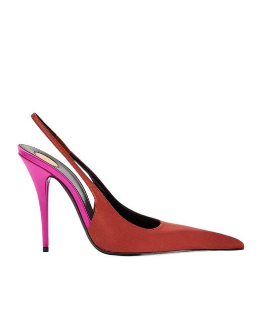 Saint Laurent Pink Deroche 110 Satin Slingback Pumps