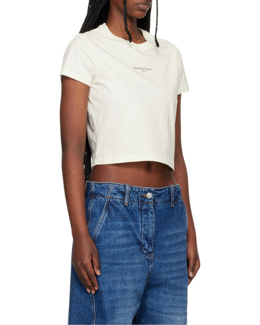 Maison Kitsuné White Maison Kitsuné Logo Embroidered T-Shirt