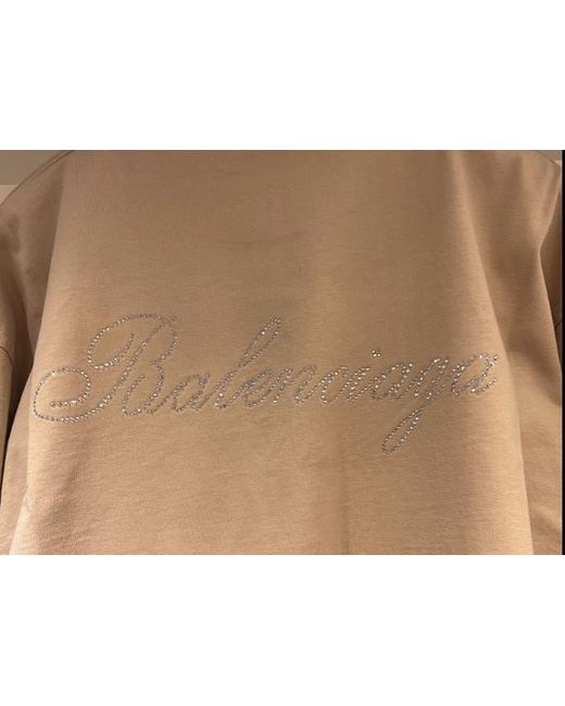 Balenciaga Natural Logo Embellished Large Fit T-Shirt
