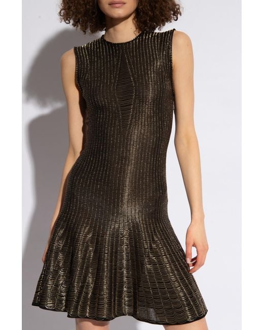 McQueen Brown Lurex Yarn Mini Dress