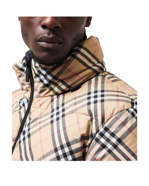 Burberry Brown Medium Check Down Jacket for men