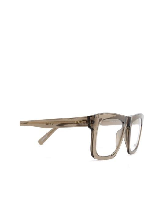 Zegna Metallic Square Frame Glasses for men