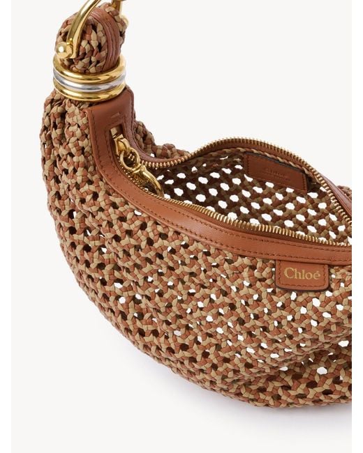 Chloé White Small Bracelet Bird-Handle Woven Tote Bag