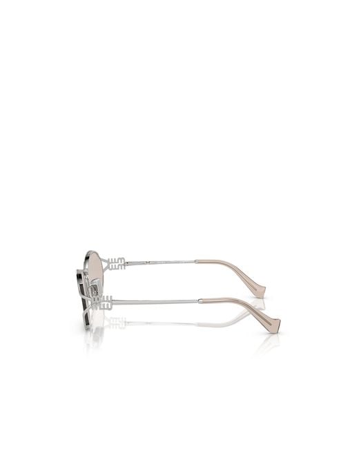 Miu Miu White Eyewear Oval Frame Sunglasses