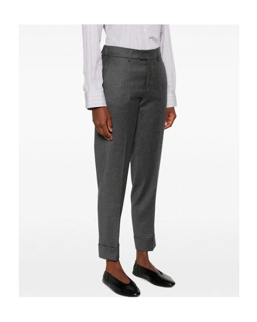 Berwich Gray Alice Pressed-Crease Turn-Up Trousers