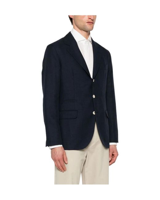 Brunello Cucinelli Blue Single-Breasted Blazer for men