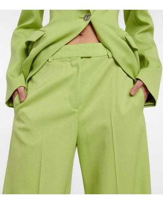 The Attico Green Wool Gabardine Tapered Pants