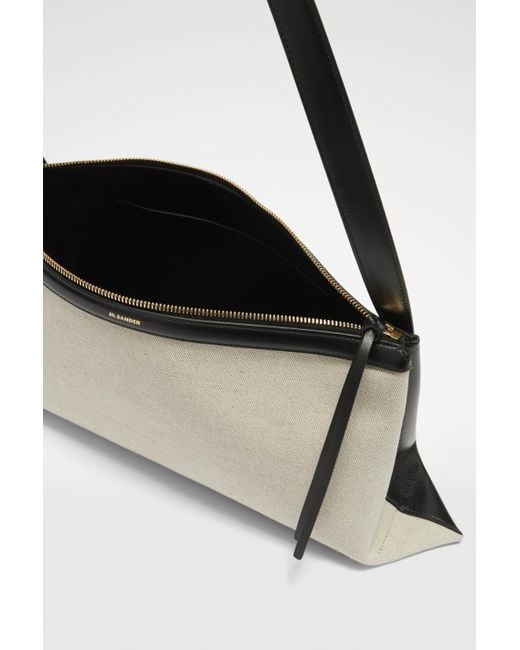 Jil Sander Metallic Logo Detailed Large Shoulder Bag