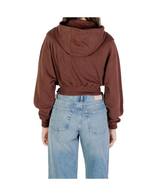 Tommy Hilfiger Brown Cropped Zip Up Hoodie