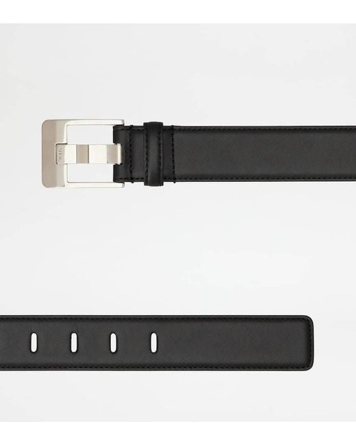 Tod's Black Leather Buckle Belt for men