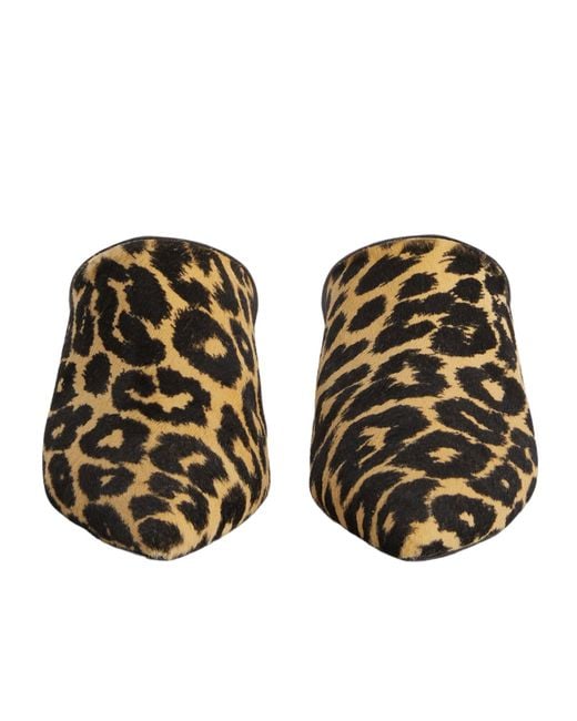 Jil Sander Brown Leopard-Printed Pointed Toe Mules