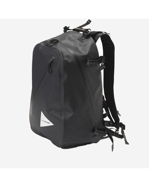 And Wander Black Logo Printed Zipped Waterproof Backpack for men