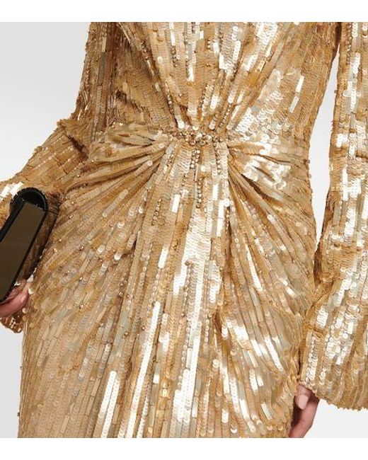 Jenny Packham Metallic Margot Sequined Gown