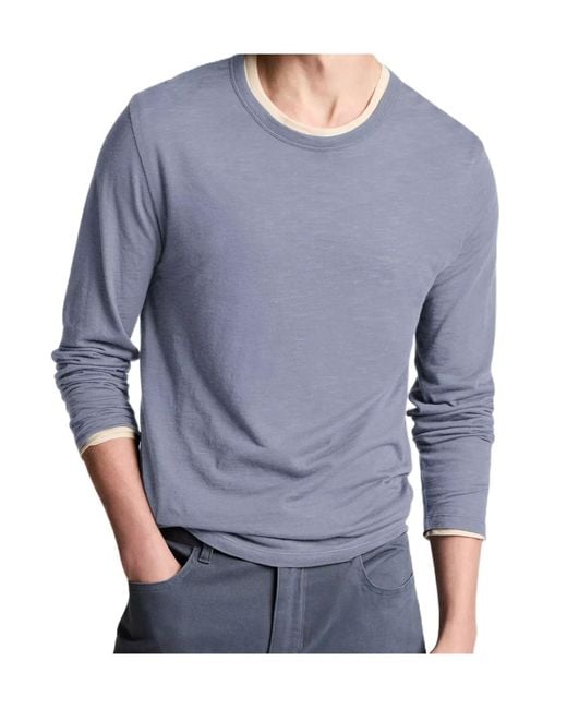 Vince Blue Slub Pima Cotton Double-Layer T-Shirt for men