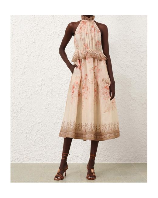 Zimmermann Pink Illuminate Halter Midi Dress