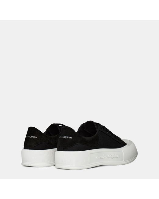 McQueen Black Lace Up Plimsoll Trainers
