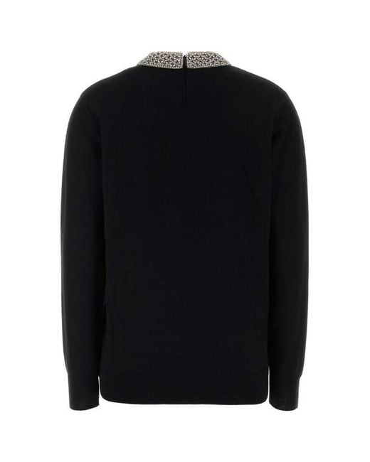 Valentino Black Embellished Scarf Detailed Jumper